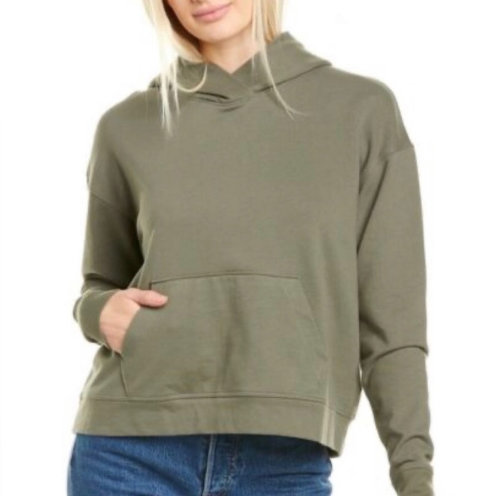 James Perse Cropped Hoodie SZ S 1 Olive Green